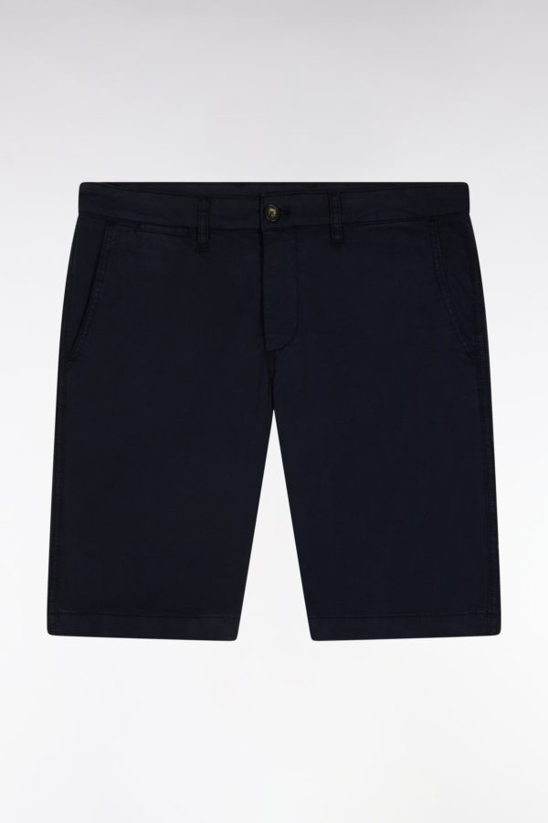 Bermuda Chino En Coton Stretch Marine Coupe Droite Eden Park
