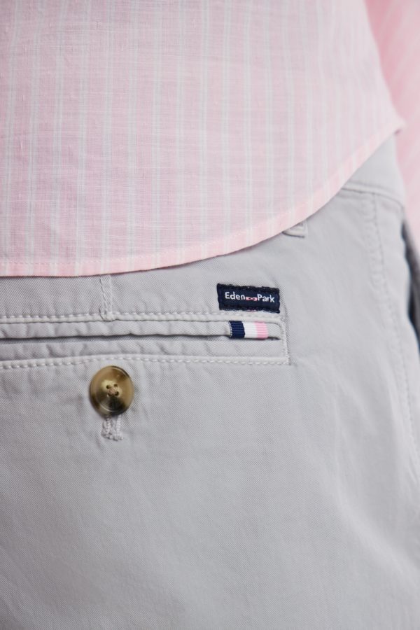 Bermuda Chino En Coton Stretch Gris Coupe Droite Eden Park – Image 4