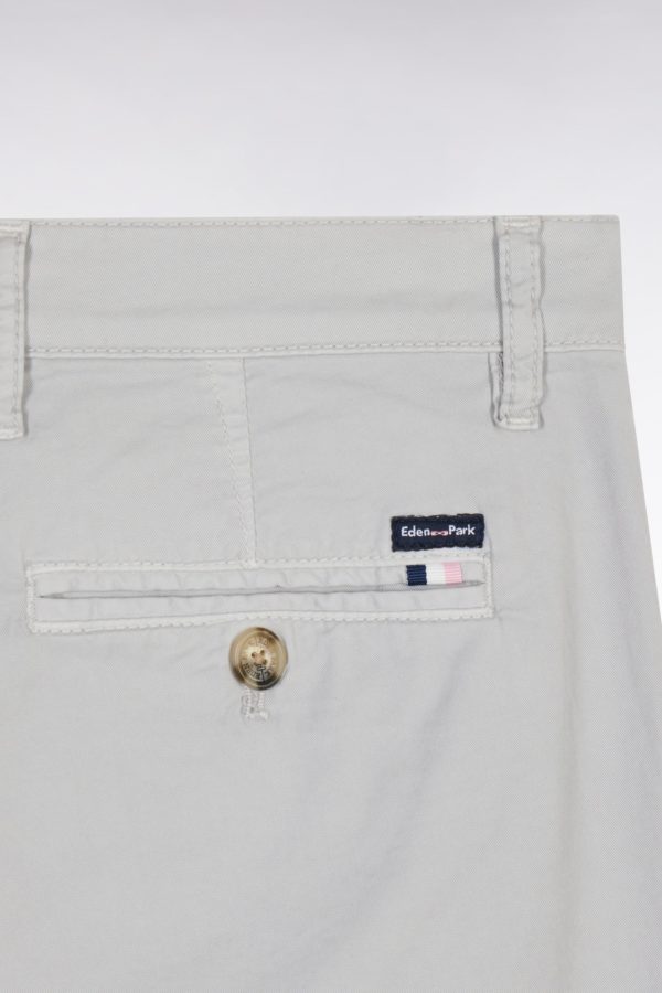 Bermuda Chino En Coton Stretch Gris Coupe Droite Eden Park – Image 5