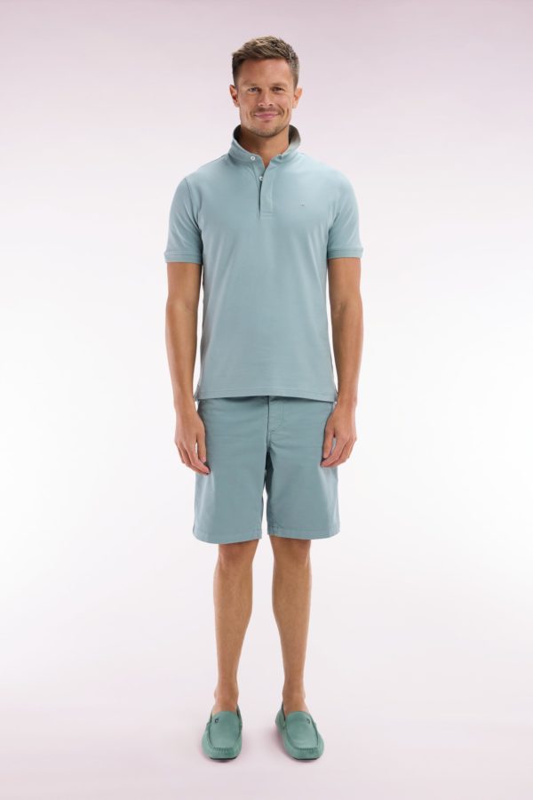 Bermuda Chino En Coton Stretch Gris Moyen Coupe Droite Eden Park