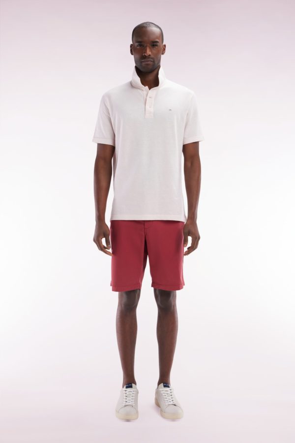 Bermuda Chino En Coton Stretch Rouge Coupe Droite Eden Park