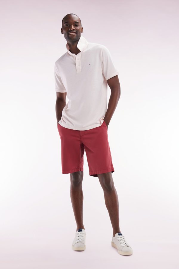 Bermuda Chino En Coton Stretch Rouge Coupe Droite Eden Park – Image 2