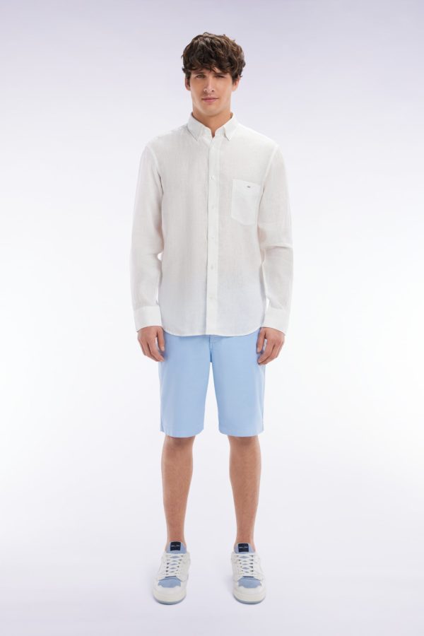 Bermuda En Lyocell Et Coton Stretch Gris Clair Coupe Droite Eden Park