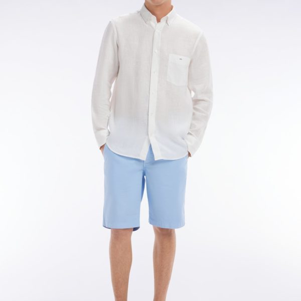 Bermuda En Lyocell Et Coton Stretch Gris Clair Coupe Droite Eden Park