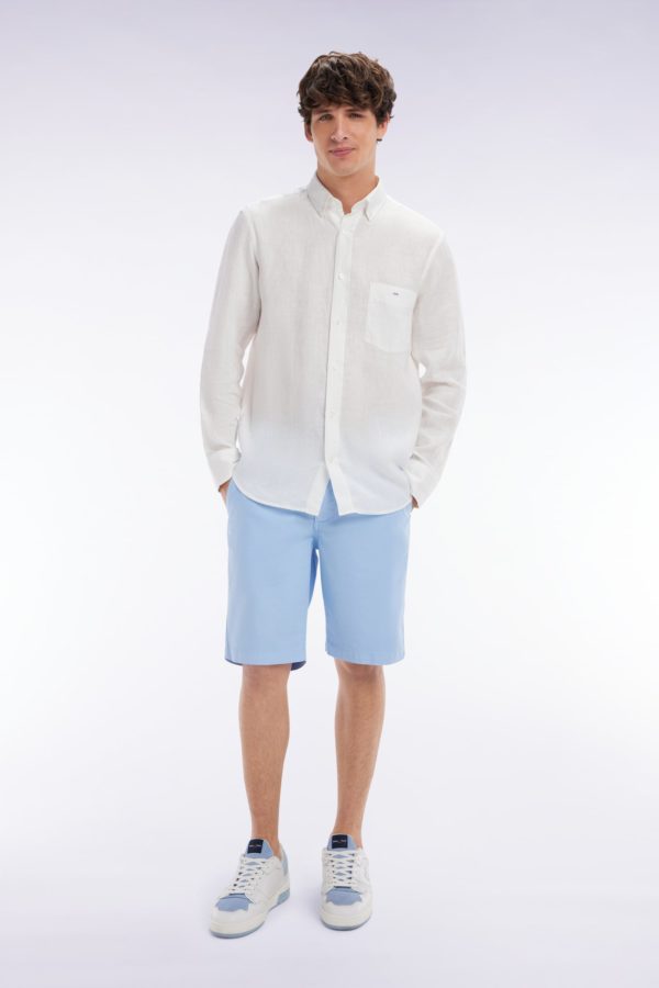 Bermuda En Lyocell Et Coton Stretch Gris Clair Coupe Droite Eden Park – Image 2