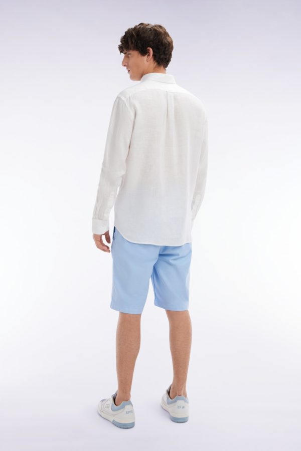 Bermuda En Lyocell Et Coton Stretch Gris Clair Coupe Droite Eden Park – Image 3