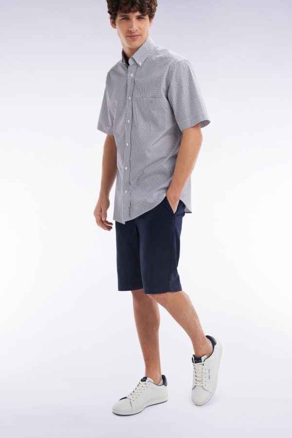 Bermuda En Lyocell Et Coton Stretch Marine Coupe Droite Eden Park – Image 2