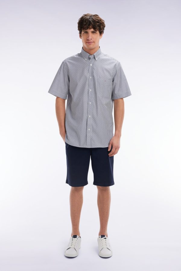 Bermuda En Lyocell Et Coton Stretch Marine Coupe Droite Eden Park