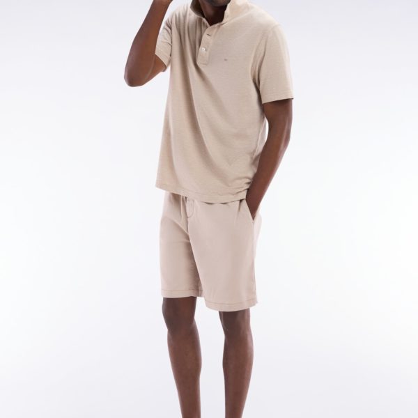 Bermuda À Taille Élastiquée En Lyocell Et Coton Stretch Beige Eden Park