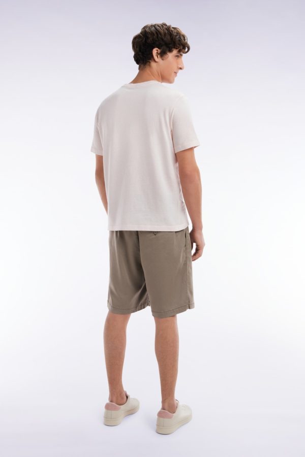 Bermuda À Taille Élastiquée En Lyocell Et Coton Stretch Sable Eden Park – Image 3