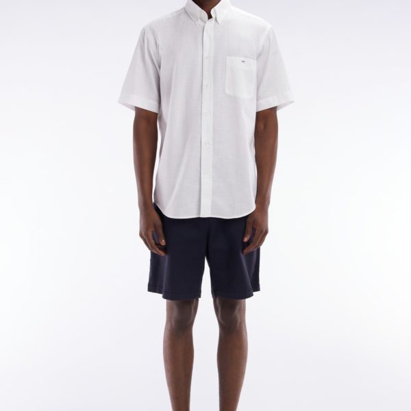 Bermuda À Taille Élastiquée En Lyocell Et Coton Stretch Marine Eden Park