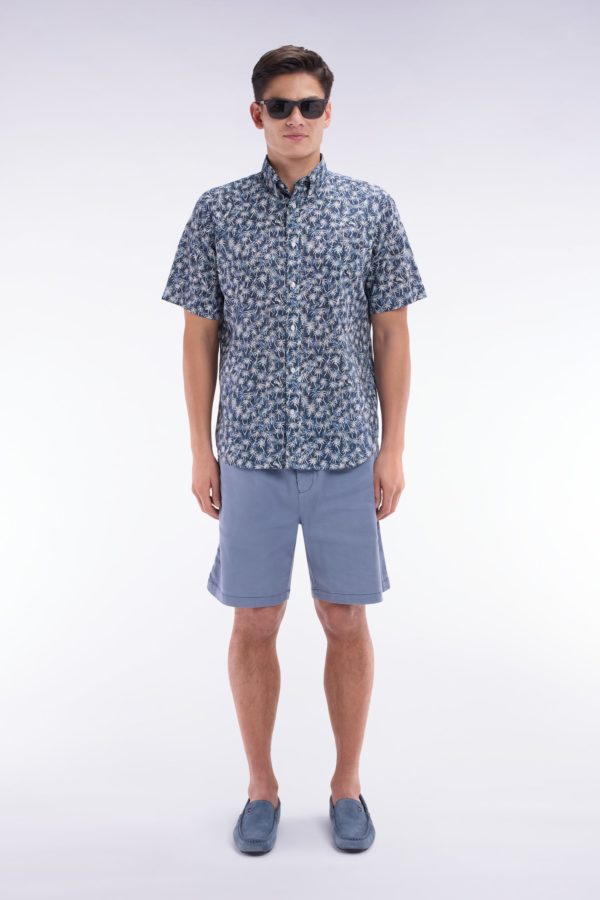 Bermuda À Taille Élastiquée En Lyocell Et Coton Stretch Gris Eden Park