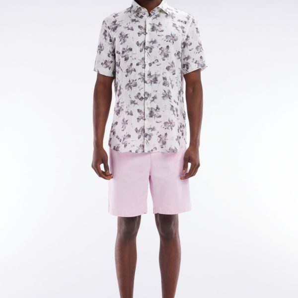 Bermuda À Taille Élastiquée En Lyocell Et Coton Stretch Rose Eden Park