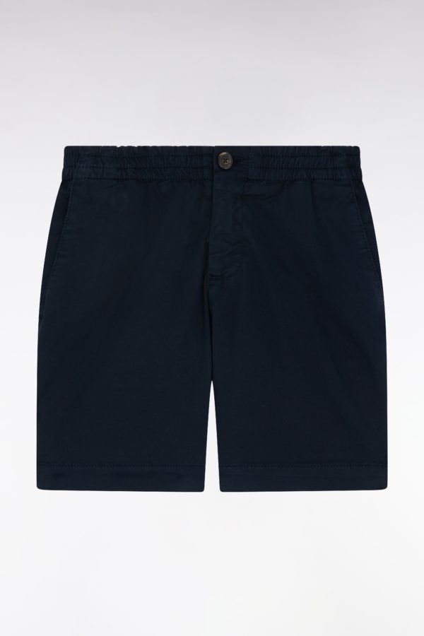Bermuda En Coton Stretch Taille Élastiquée Marine Coupe Droite Eden Park