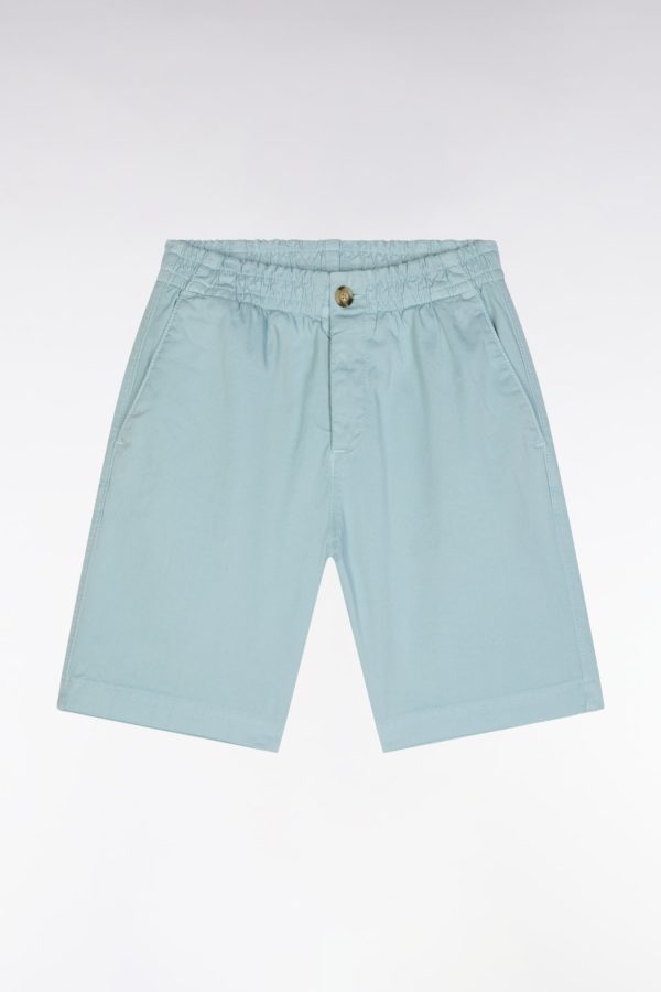 Bermuda En Coton Stretch Taille Élastiquée Vert D'eau Coupe Droite Eden Park