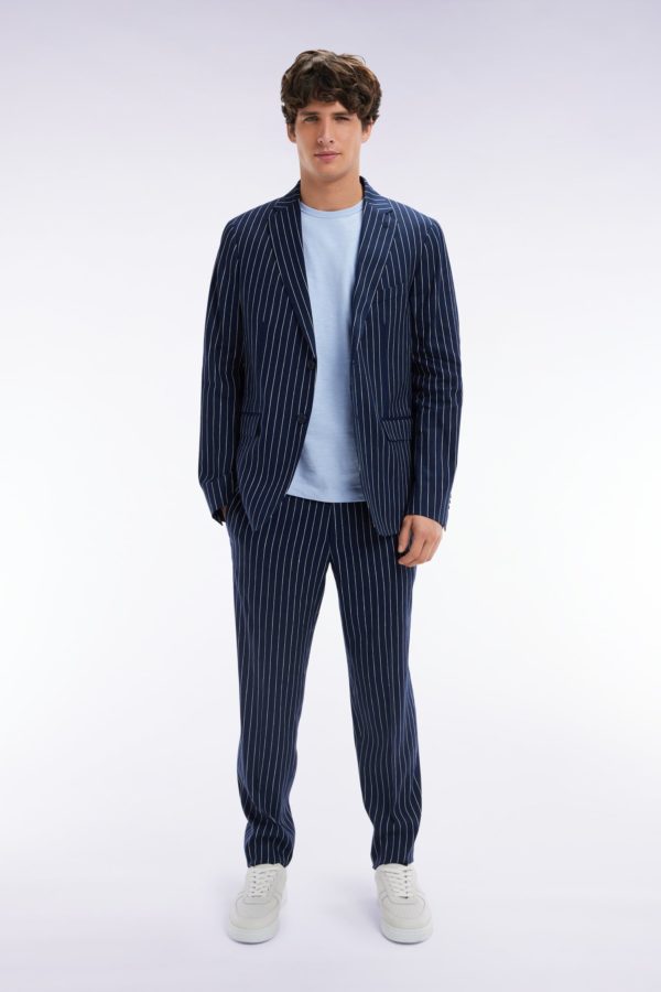 Pantalon À Taille Élastique À Rayures Tennis Marine Eden Park