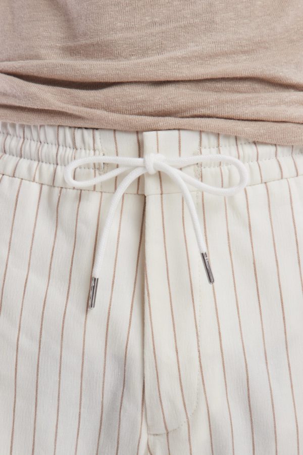 Pantalon À Taille Élastique À Rayures Tennis Écru Eden Park – Image 4