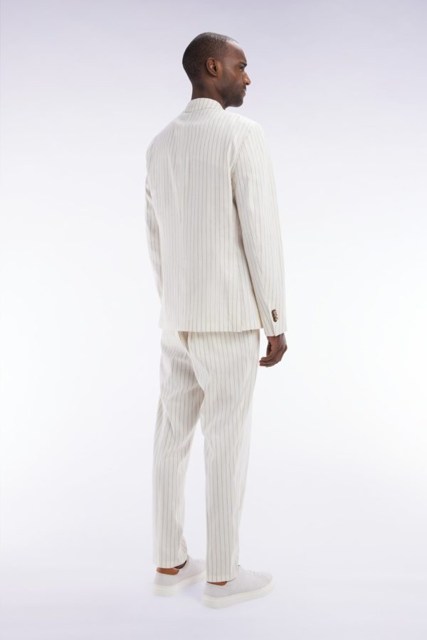 Pantalon À Taille Élastique À Rayures Tennis Écru Eden Park – Image 3
