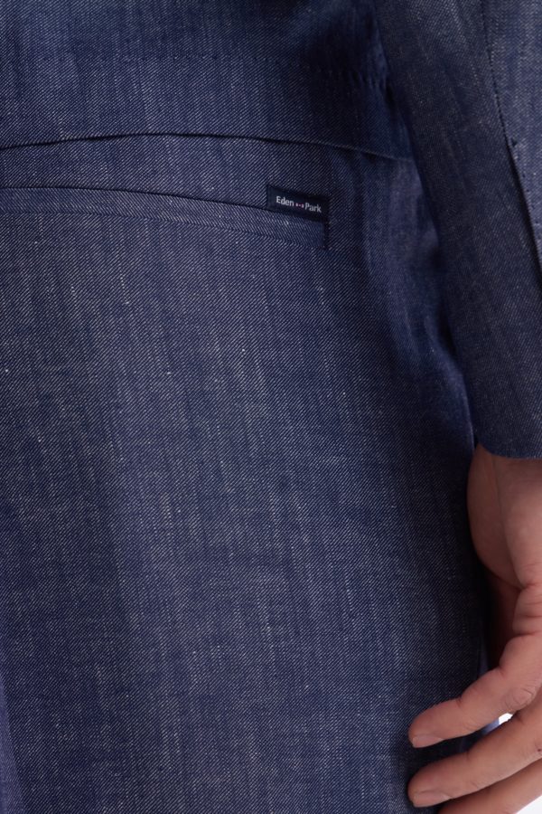 Pantalon À Taille Élastique En Lin Et Coton Stretch Indigo Eden Park – Image 4