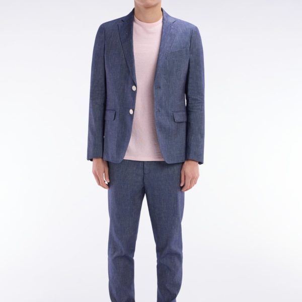 Pantalon À Taille Élastique En Lin Et Coton Stretch Indigo Eden Park