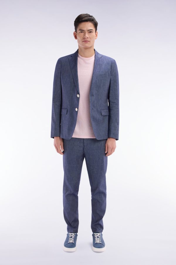 Pantalon À Taille Élastique En Lin Et Coton Stretch Indigo Eden Park