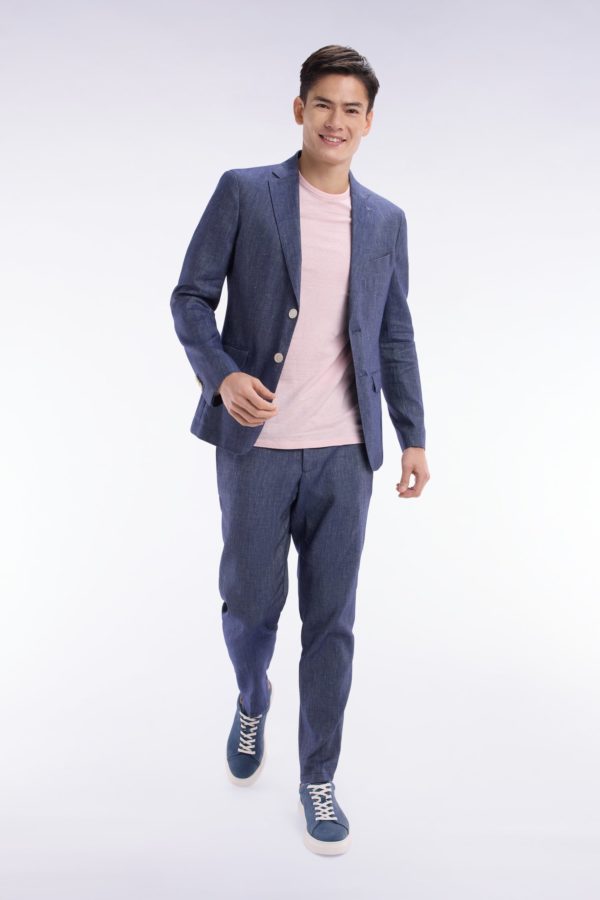 Pantalon À Taille Élastique En Lin Et Coton Stretch Indigo Eden Park – Image 2