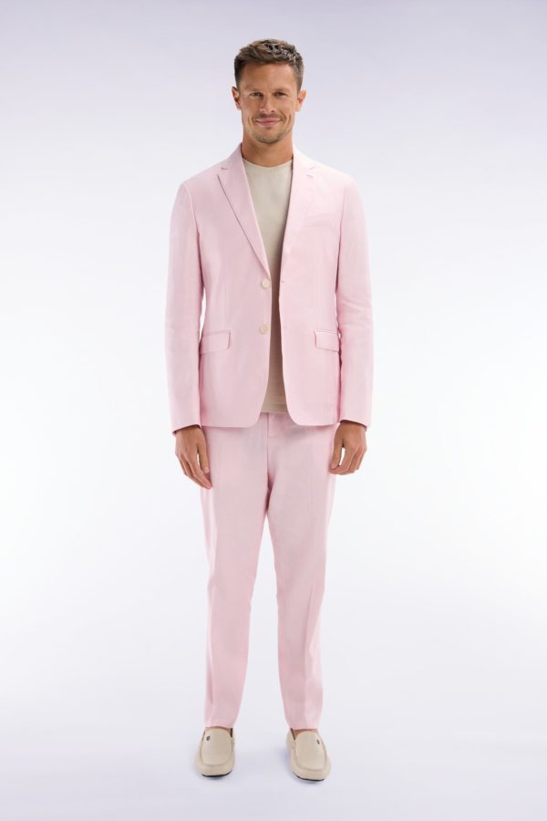 Pantalon À Taille Élastique En Lin Et Coton Stretch Rose Eden Park