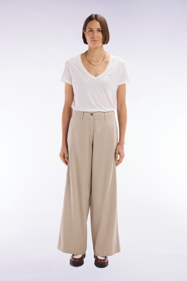 Pantalon En Lin Et Coton Stretch Beige Coupe Décontractée Eden Park – Image 2
