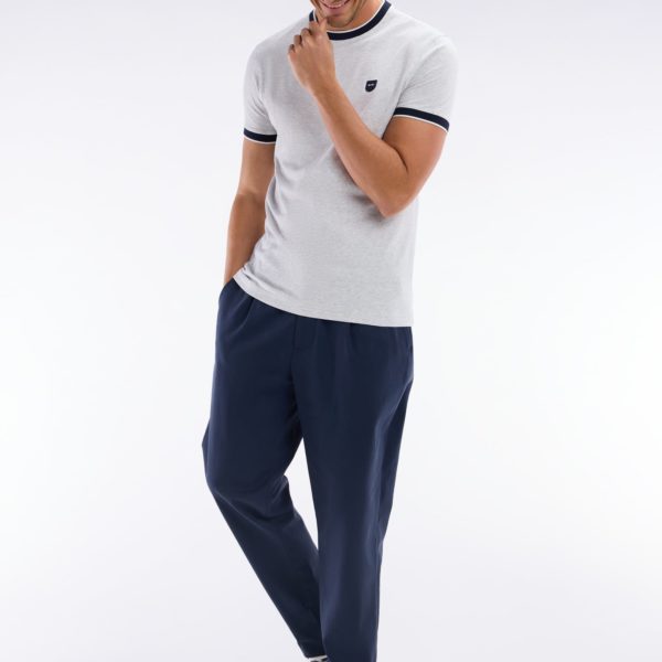 Pantalon À Taille Élastique En Lyocell Et Coton Stretch Marine Eden Park