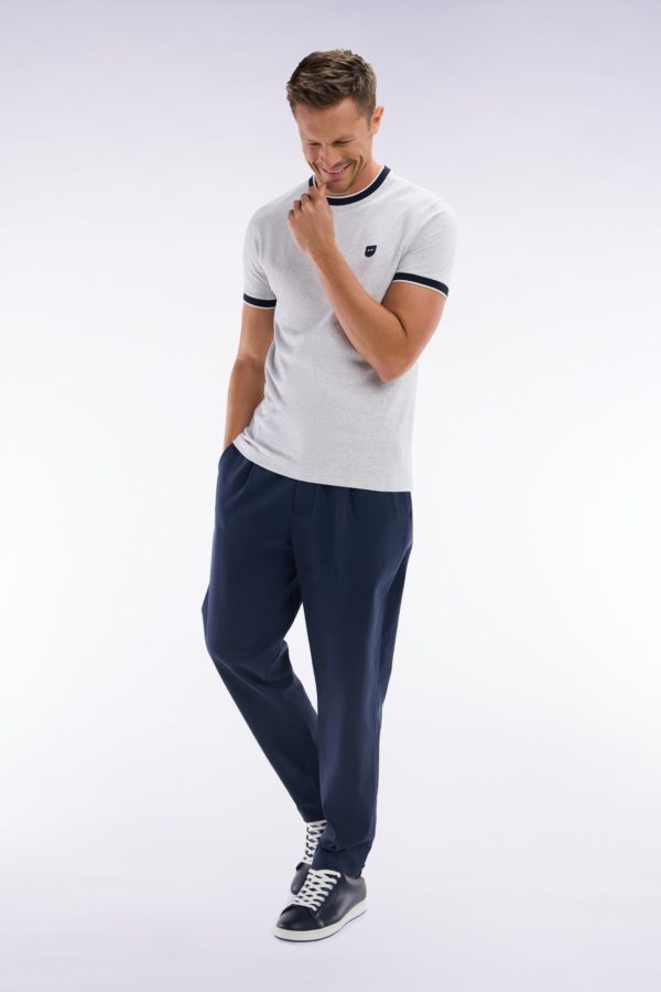 Pantalon À Taille Élastique En Lyocell Et Coton Stretch Marine Eden Park – Image 2