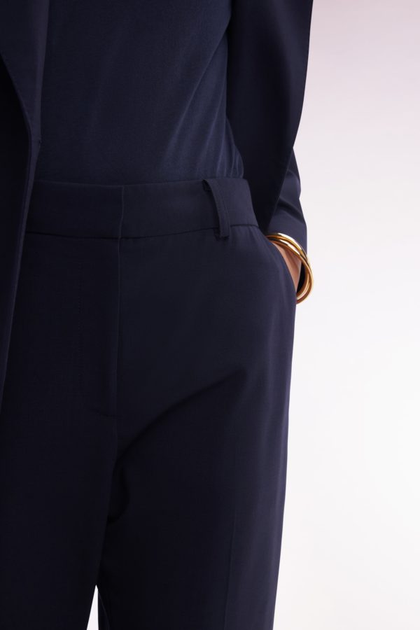 Pantalon En Laine Vierge Marine Coupe Droite Eden Park – Image 4