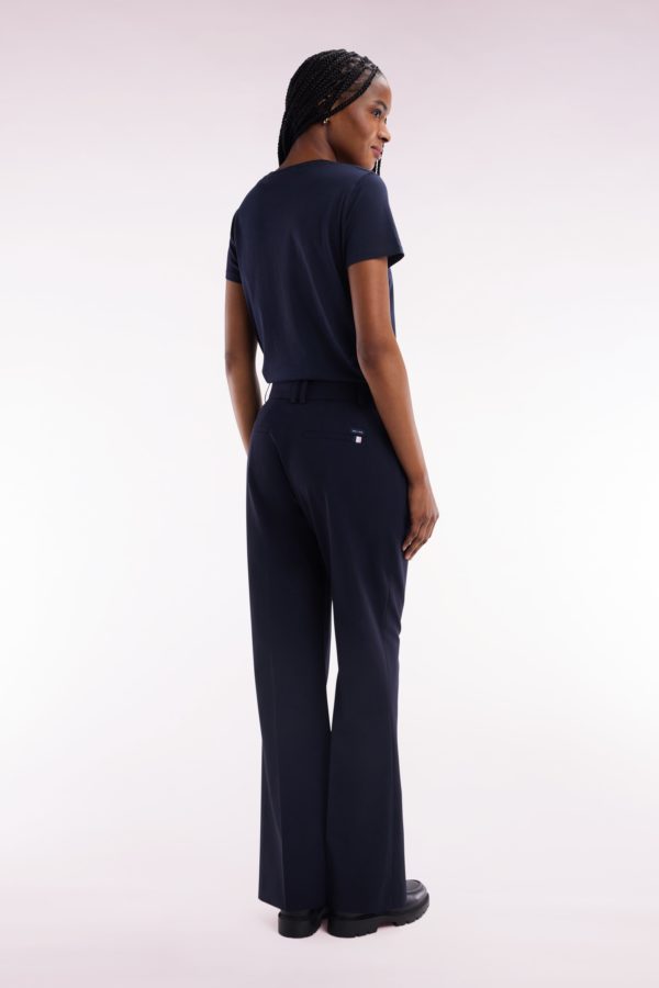 Pantalon En Laine Vierge Marine Coupe Droite Eden Park – Image 3