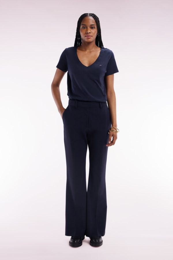 Pantalon En Laine Vierge Marine Coupe Droite Eden Park – Image 2
