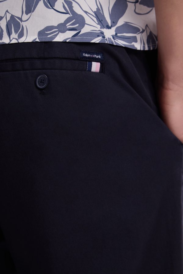 Pantalon Chino À Taille Élastique En Coton Et Lyocell Stretch Marine Eden Park – Image 3