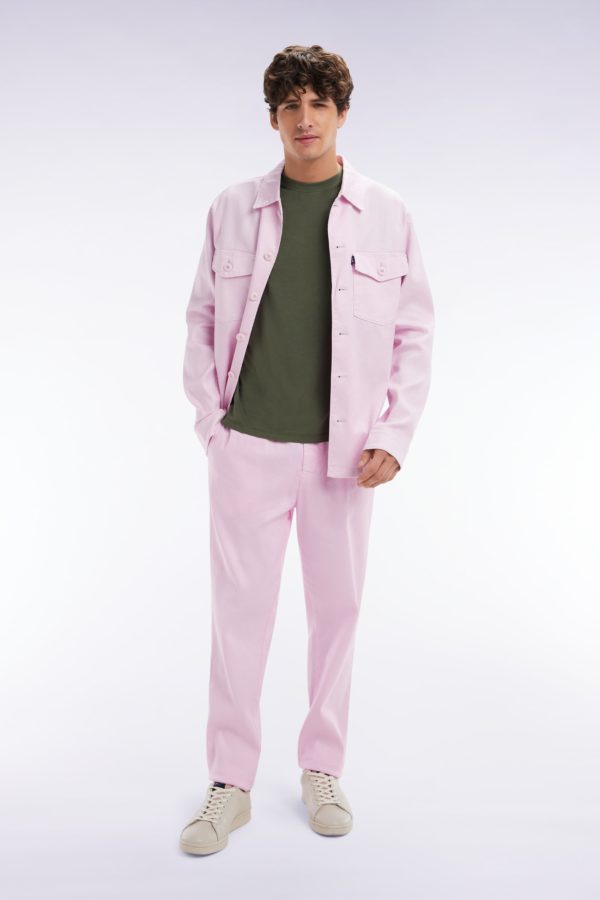 Pantalon Fluide À Taille Élastique En Lin Et Coton Stretch Rose Eden Park – Image 2