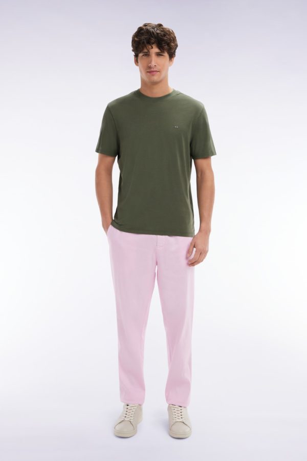 Pantalon Fluide À Taille Élastique En Lin Et Coton Stretch Rose Eden Park