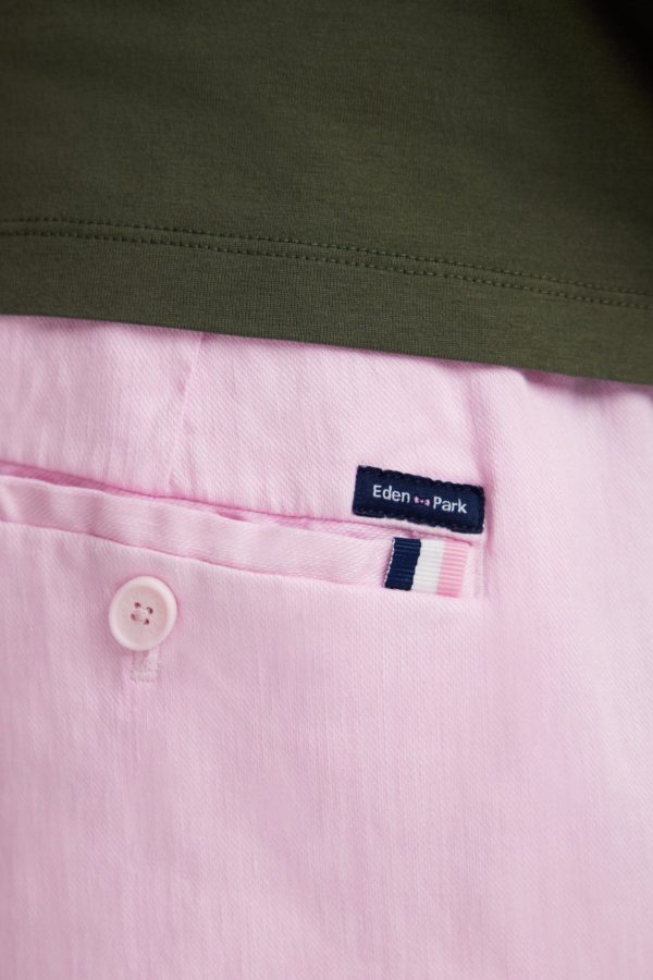 Pantalon Fluide À Taille Élastique En Lin Et Coton Stretch Rose Eden Park – Image 4