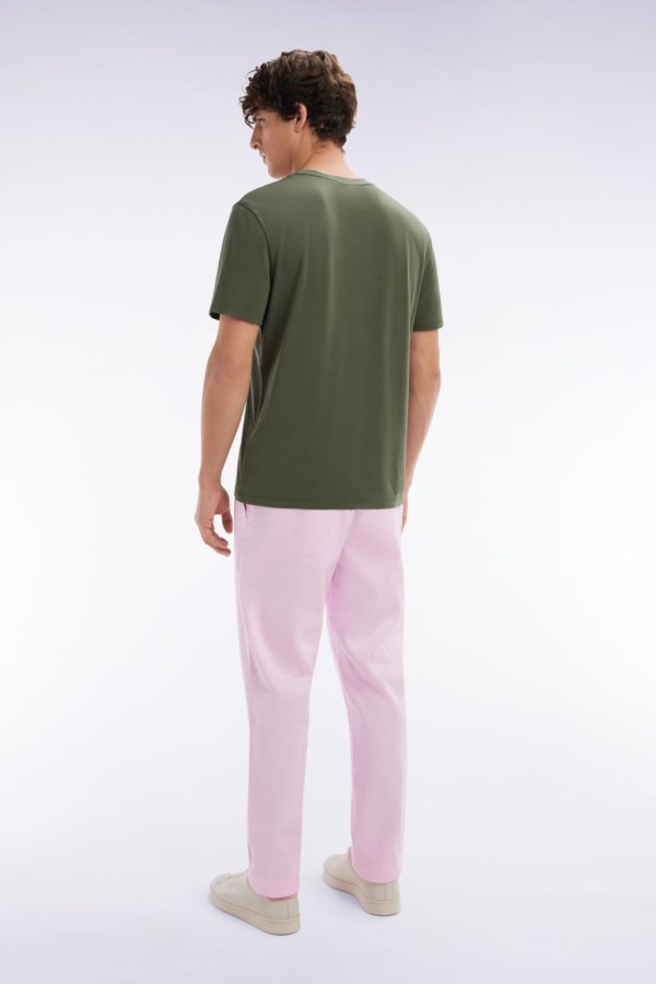 Pantalon Fluide À Taille Élastique En Lin Et Coton Stretch Rose Eden Park – Image 3
