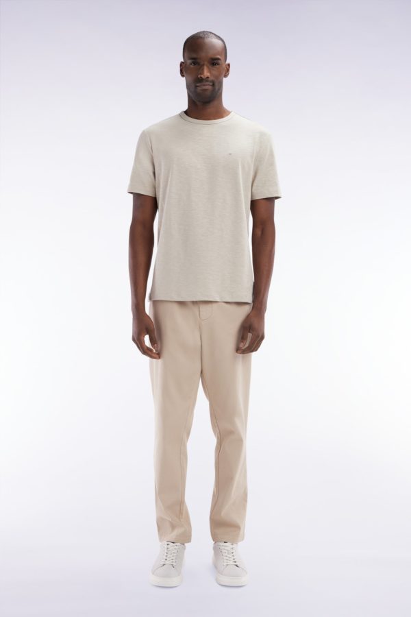 Pantalon À Taille Élastique En Coton Stretch Coupe Modern Beige Eden Park