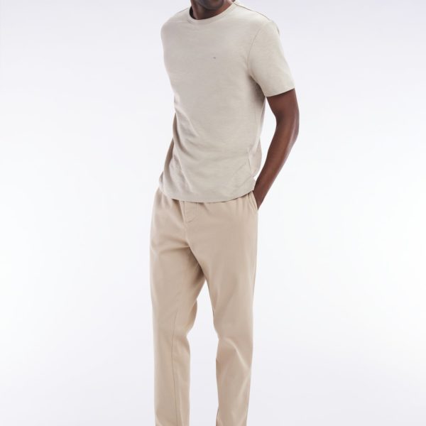 Pantalon À Taille Élastique En Coton Stretch Coupe Modern Beige Eden Park