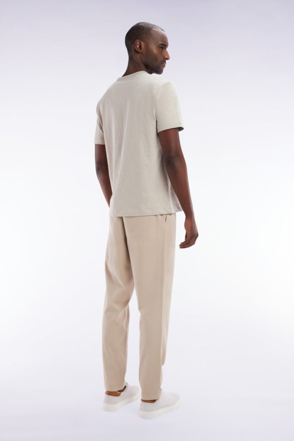 Pantalon À Taille Élastique En Coton Stretch Coupe Modern Beige Eden Park – Image 3