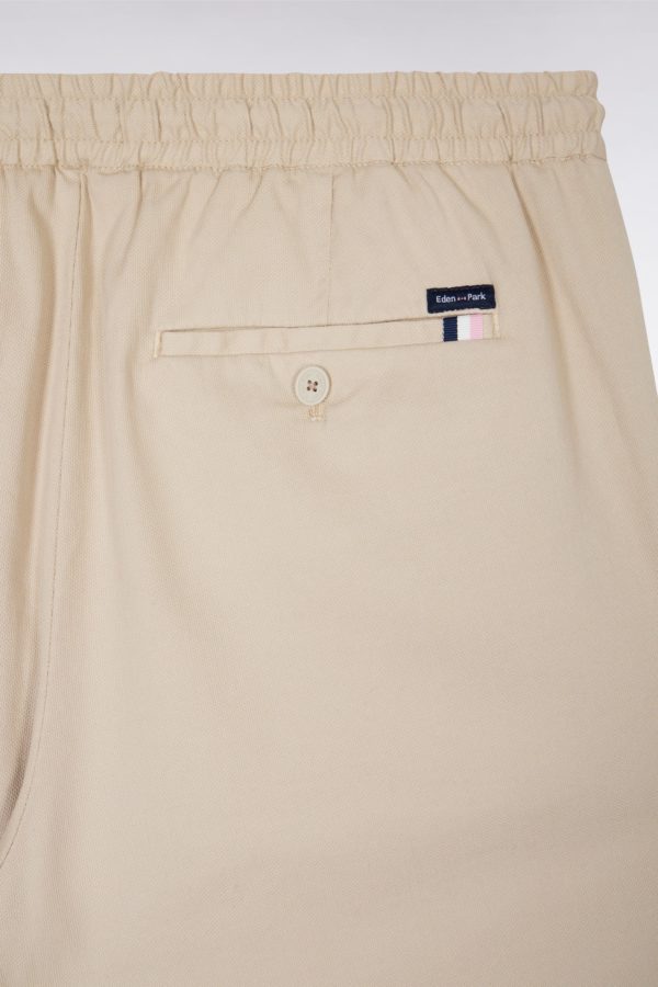 Pantalon À Taille Élastique En Coton Stretch Coupe Modern Beige Eden Park – Image 5