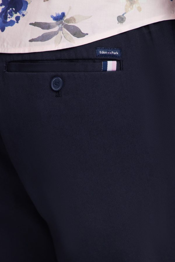 Pantalon À Taille Élastique En Coton Stretch Coupe Modern Marine Eden Park – Image 3