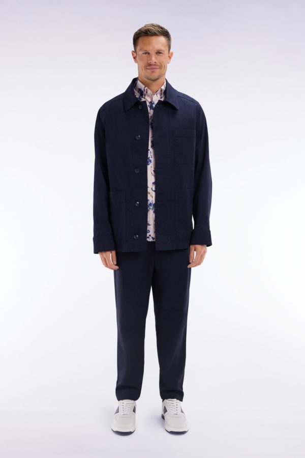 Pantalon À Taille Élastique En Coton Stretch Coupe Modern Marine Eden Park