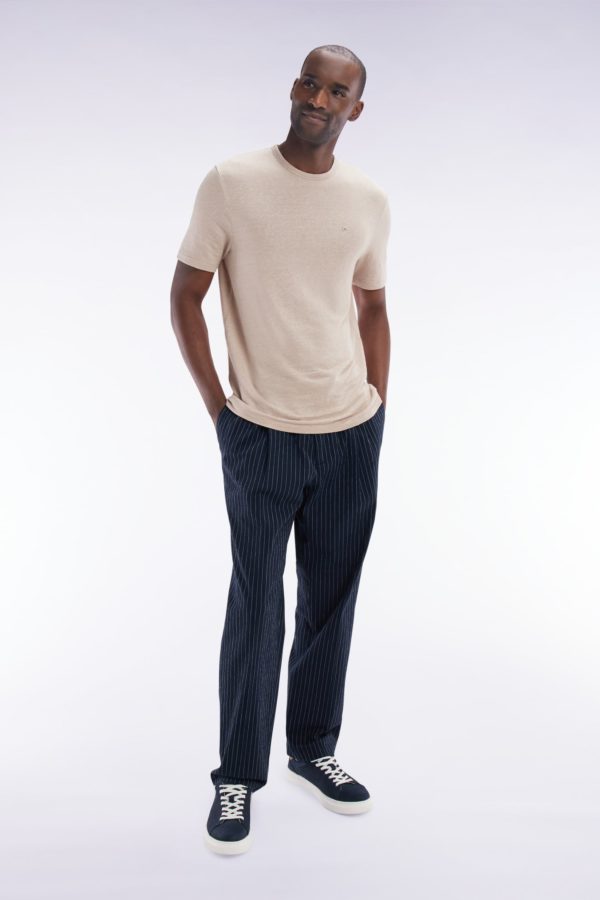 Pantalon Seersucker En Coton Stretch Marine À Rayure Tennis Eden Park – Image 2