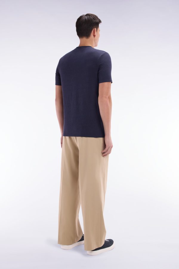 Pantalon À Plis Jambes Larges En Lyocell Et Coton Stretch Beige Eden Park – Image 3