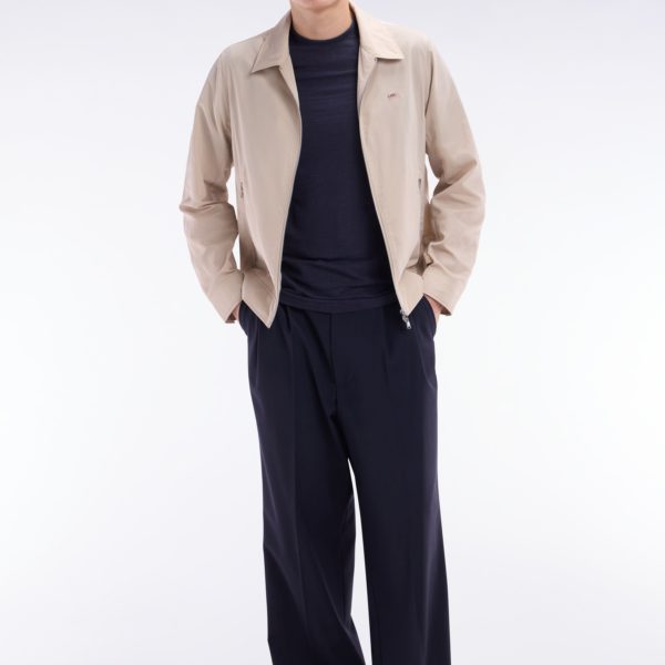 Pantalon À Plis Jambes Larges En Laine Stretch Mélangée Marine Eden Park