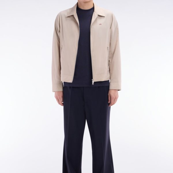 Pantalon À Plis Jambes Larges En Laine Stretch Mélangée Marine Eden Park