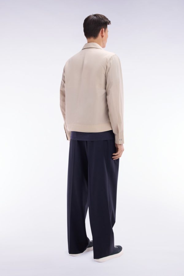 Pantalon À Plis Jambes Larges En Laine Stretch Mélangée Marine Eden Park – Image 3