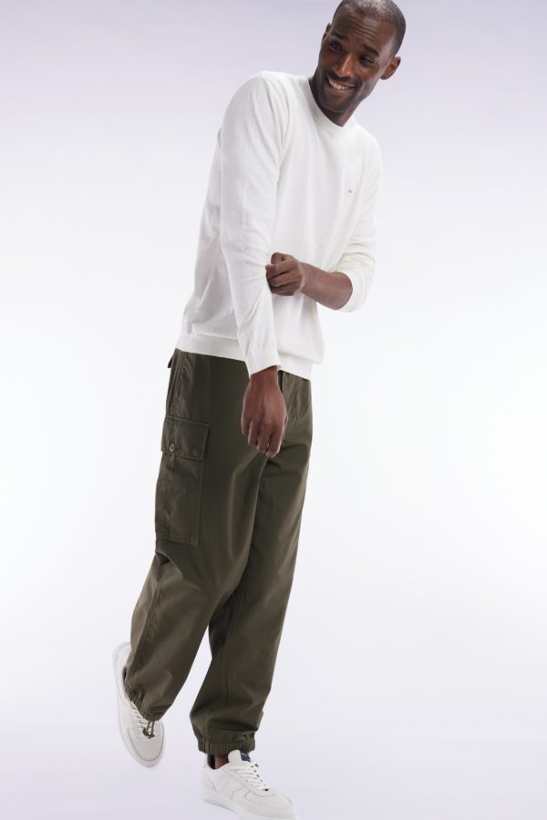 Pantalon Cargo En Coton Kaki Coupe Droite Eden Park – Image 2
